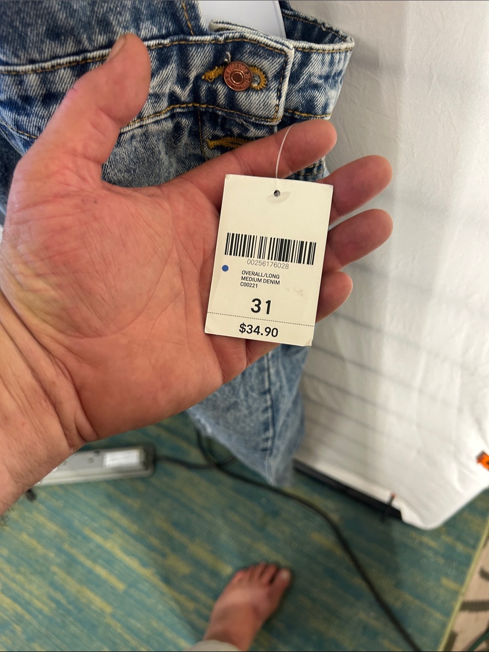 Forever 21 Light Blue Distressed Denim Overalls - Picture 2 of 4